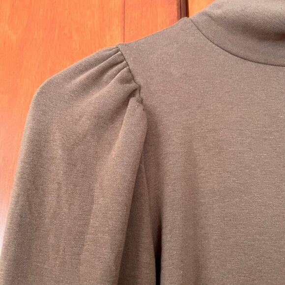 OGL Turtleneck Puff Sleeve Top Thermal Eco Mousse Mocha Brown Size Small NEW - Picture 4 of 8